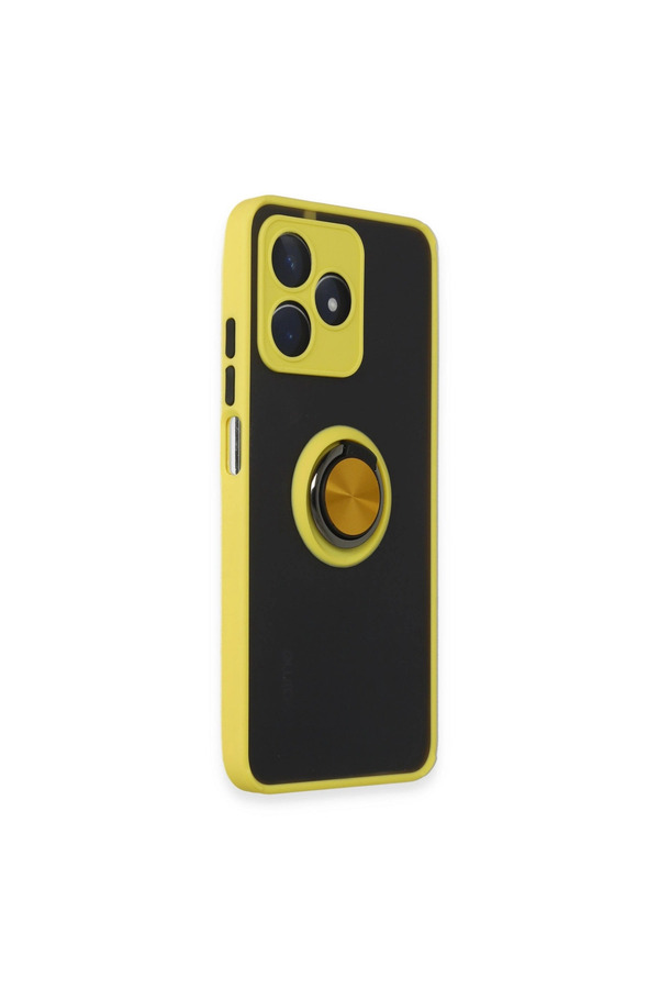 Evimdeyokyok Realme C53 Kılıf Montreal Yüzüklü Silikon Kapak - Sarı