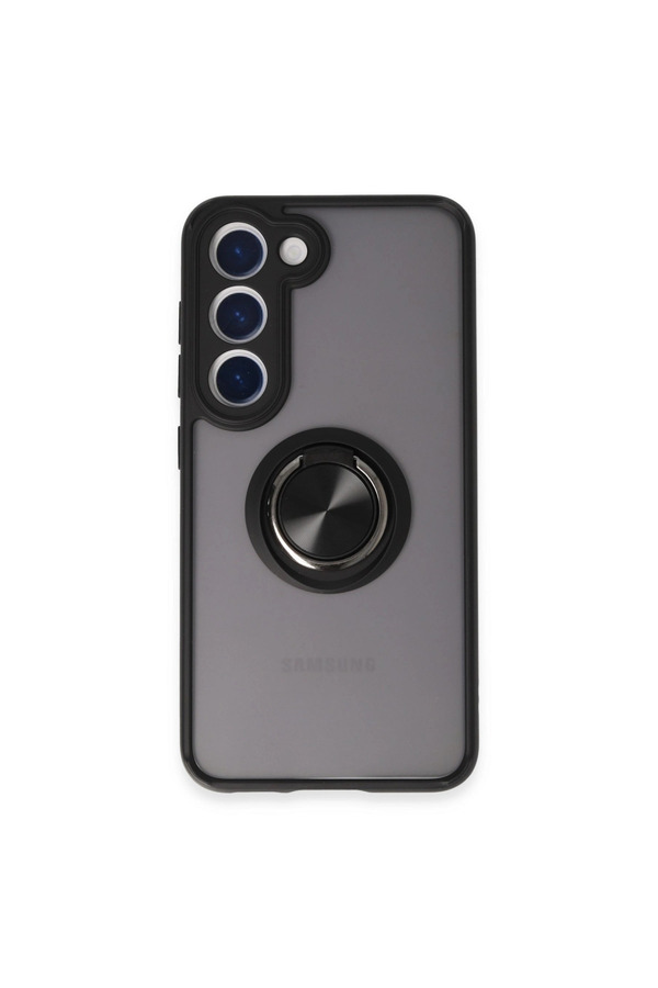 Evimdeyokyok Samsung Galaxy S23 Kılıf Montreal Yüzüklü Silikon Kapak - Siyah