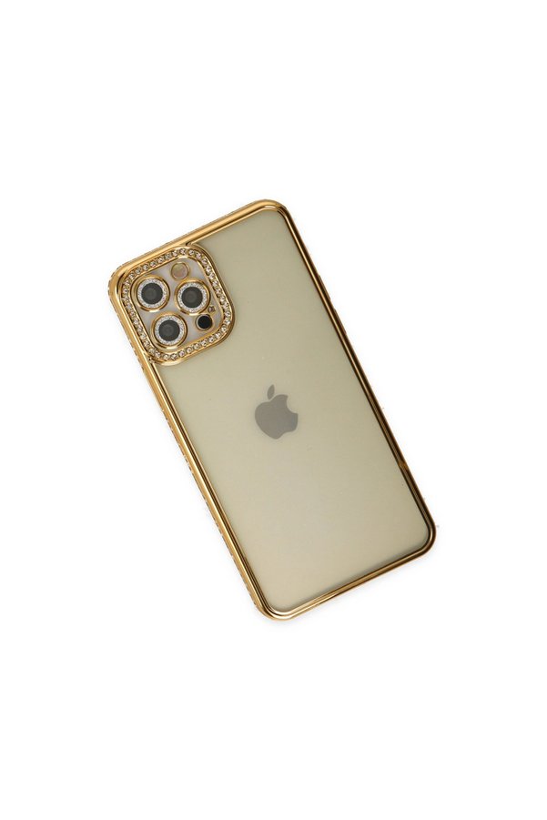 Evimdeyokyok Apple İphone 12 Pro Kılıf Joke Taşlı Silikon - Gold