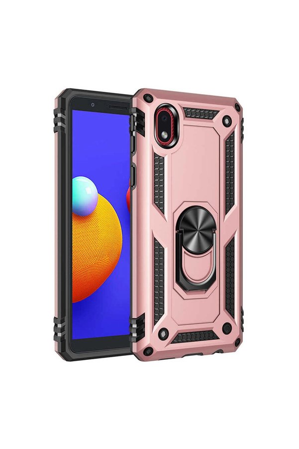 Evimdeyokyok Samsung Galaxy A01 Core Kılıf Sofya Yüzüklü Silikon Kapak - Rose