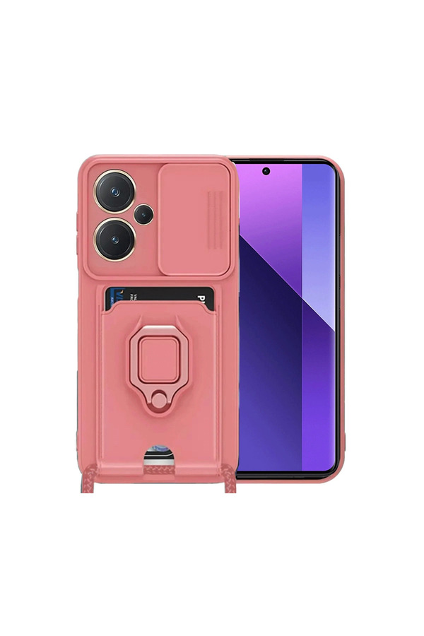Evimdeyokyok Xiaomi Redmi Note 13 Pro Plus Kılıf Zuma Kartvizitli Yüzüklü Silikon - Pembe