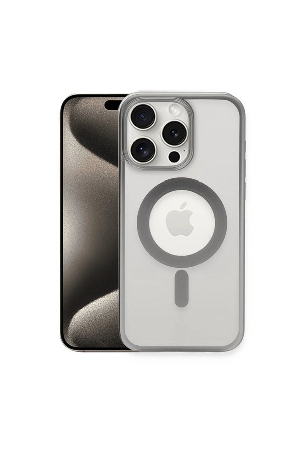 Evimdeyokyok Apple İphone 15 Pro Kılıf Erozi Magsafe Kapak - Gümüş