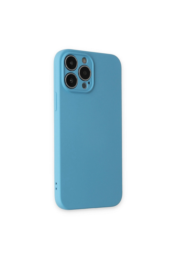 Evi̇mdeyokyok Apple İphone 13 Pro Max Kılıf Nano İçi̇ Kadi̇fe Si̇li̇kon - Mavi̇