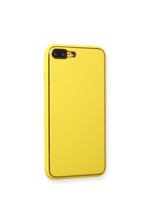 Evimdeyokyok Apple İphone 7 Plus Kılıf Coco Deri Silikon Kapak - Sarı