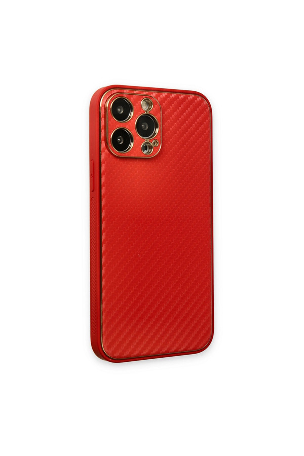 Evimdeyokyok Apple İphone 13 Pro Max Kılıf Coco Karbon Silikon - Kırmızı
