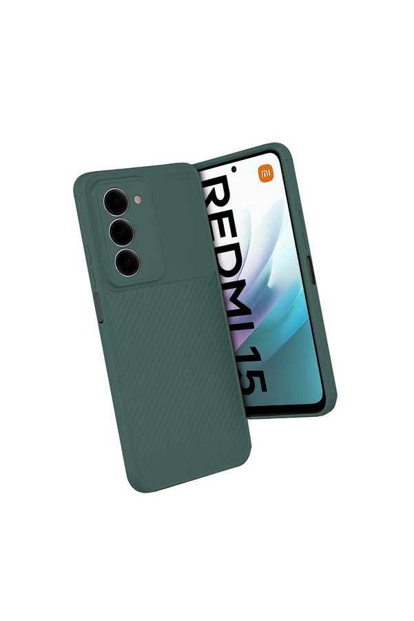 Evi̇mdeyokyok Xi̇aomi̇ Redmi̇ 15 4G Auto Focus Karbon Kapak - Koyu Yeşi̇l