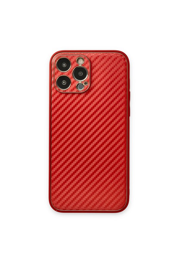 Evimdeyokyok Apple İphone 13 Pro Max Kılıf Coco Karbon Silikon - Kırmızı