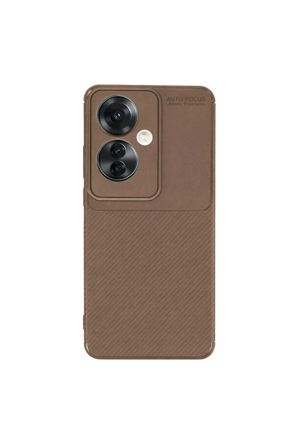 Evimdeyokyok Oppo Reno 11F Kılıf Auto Focus Karbon Kapak - Kahverengi