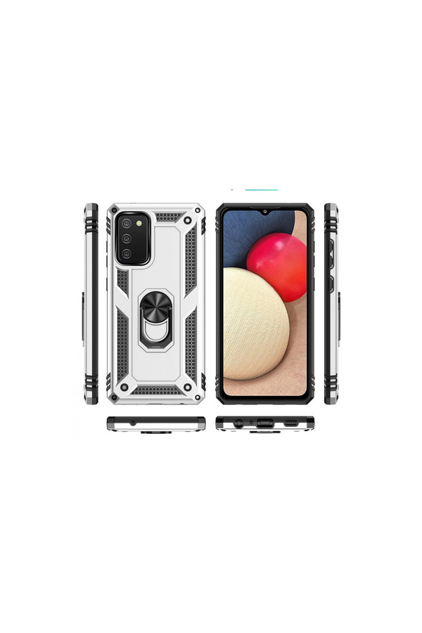 Evimdeyokyok Samsung Galaxy A02S Kılıf Sofya Yüzüklü Silikon Kapak - Gümüş