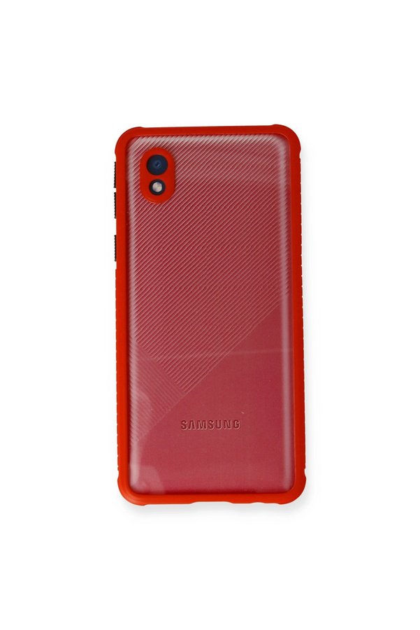 Evi̇mdeyokyok Samsung Galaxy A01 Core Kılıf Mi̇ami̇ Şeffaf Si̇li̇kon - Kırmızı