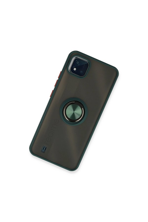 Evi̇mdeyokyok Realme C11 2021 Kılıf Montreal Yüzüklü Si̇li̇kon Kapak - Yeşi̇l