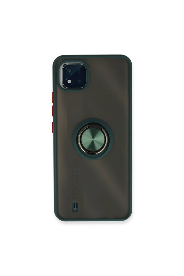 Evimdeyokyok Realme C11 2021 Kılıf Montreal Yüzüklü Silikon Kapak - Yeşil