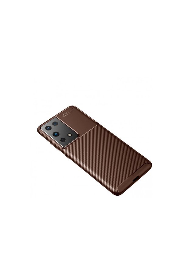 Evi̇mdeyokyok Samsung Galaxy S21 Ultra Kılıf Auto Focus Karbon Kapak - Kahverengi̇