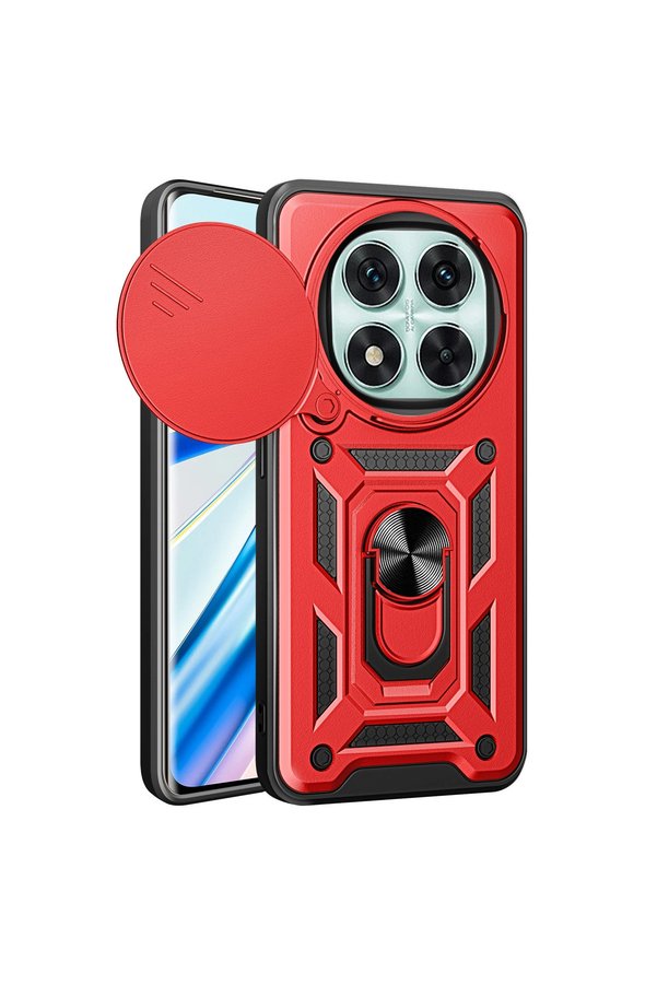 Evimdeyokyok Xiaomi Redmi Note 14 Pro 4G Kılıf Pars Lens Yüzüklü Silikon - Kırmızı