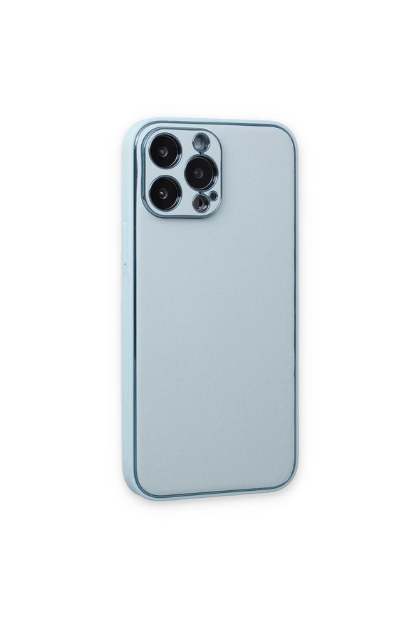 Evimdeyokyok Apple İphone 14 Pro Kılıf Coco Deri Silikon Kapak - Sky Blue