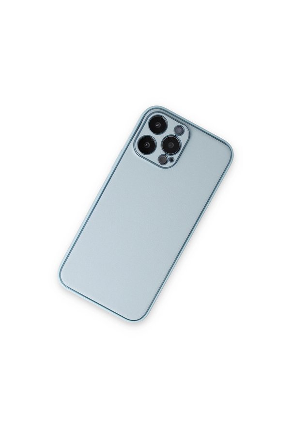 Evimdeyokyok Apple İphone 14 Pro Kılıf Coco Deri Silikon Kapak - Sky Blue