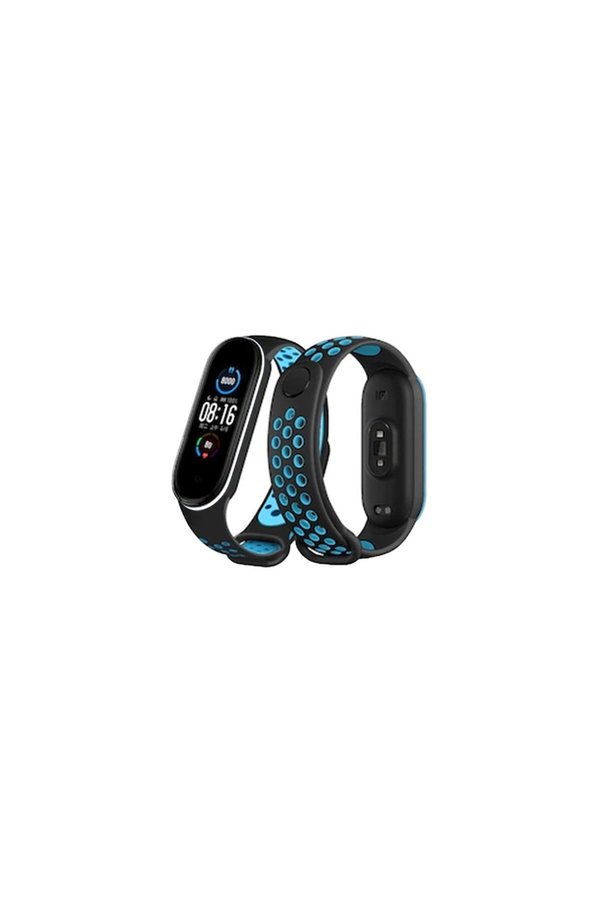 Evimdeyokyok Xiaomi Mi Band 4 Spor Delikli Kordon - Siyah-Turkuaz