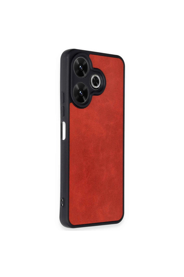 Evimdeyokyok Xiaomi Redmi 13 4G Kılıf Aras Deri Kapak - Kırmızı