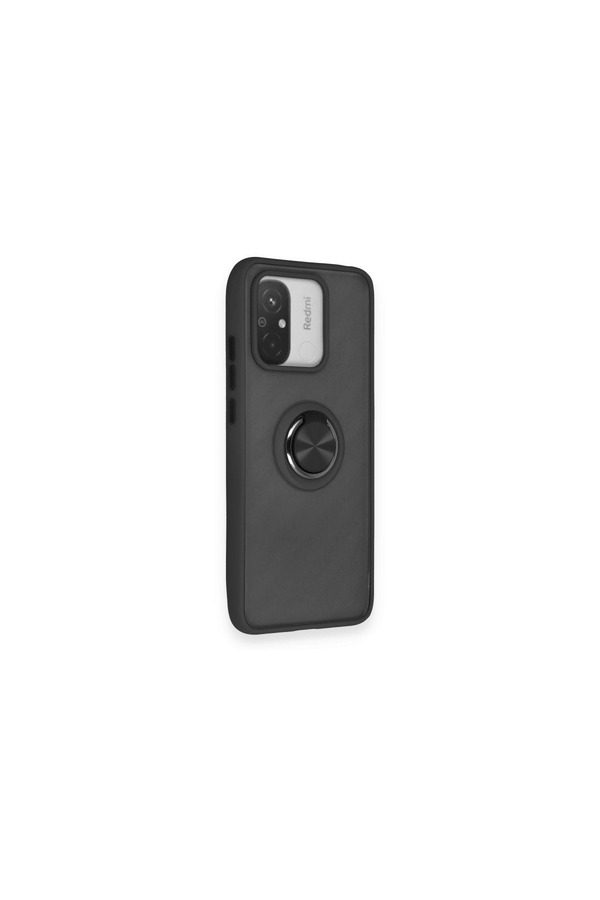 Evimdeyokyok Xiaomi Redmi 12C Kılıf Montreal Yüzüklü Silikon Kapak - Siyah