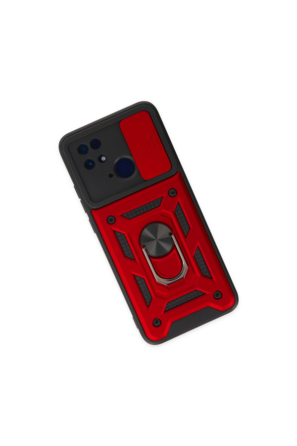 Evimdeyokyok Xiaomi Redmi 10C Kılıf Pars Lens Yüzüklü Silikon - Kırmızı