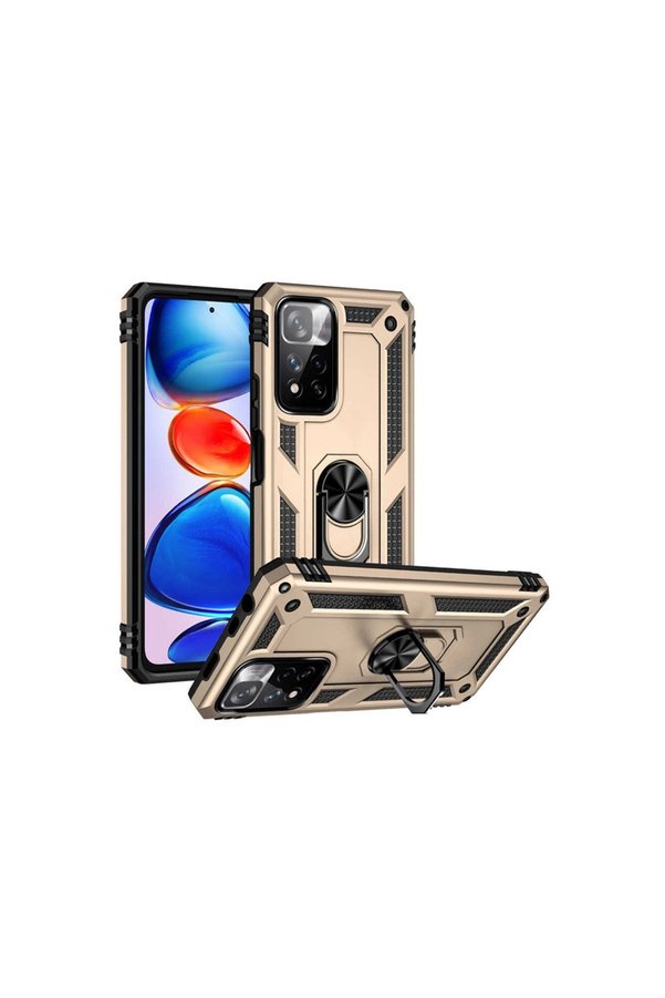 Evimdeyokyok Xiaomi Redmi Note 11 Pro Plus 5G Kılıf Sofya Yüzüklü Silikon Kapak - Gold