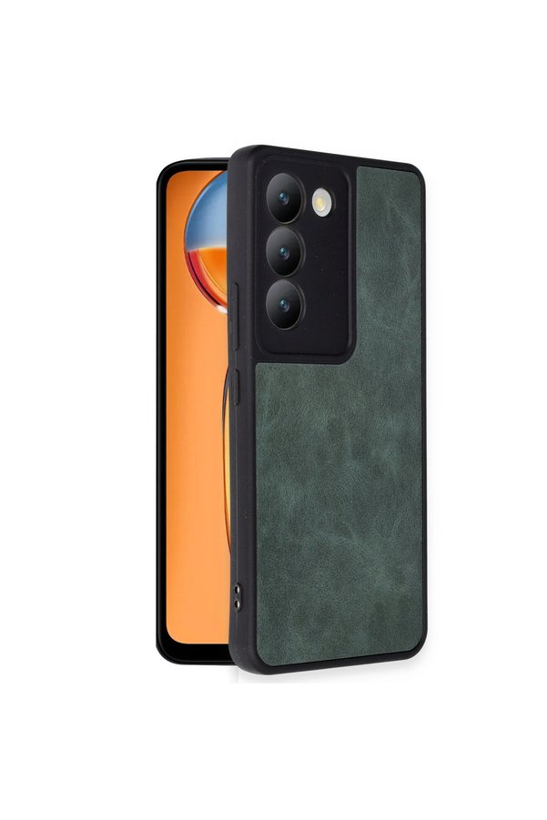 Evi̇mdeyokyok Vi̇vo V30 Li̇te 4G Kılıf Aras Deri̇ Kapak - Koyu Yeşi̇l