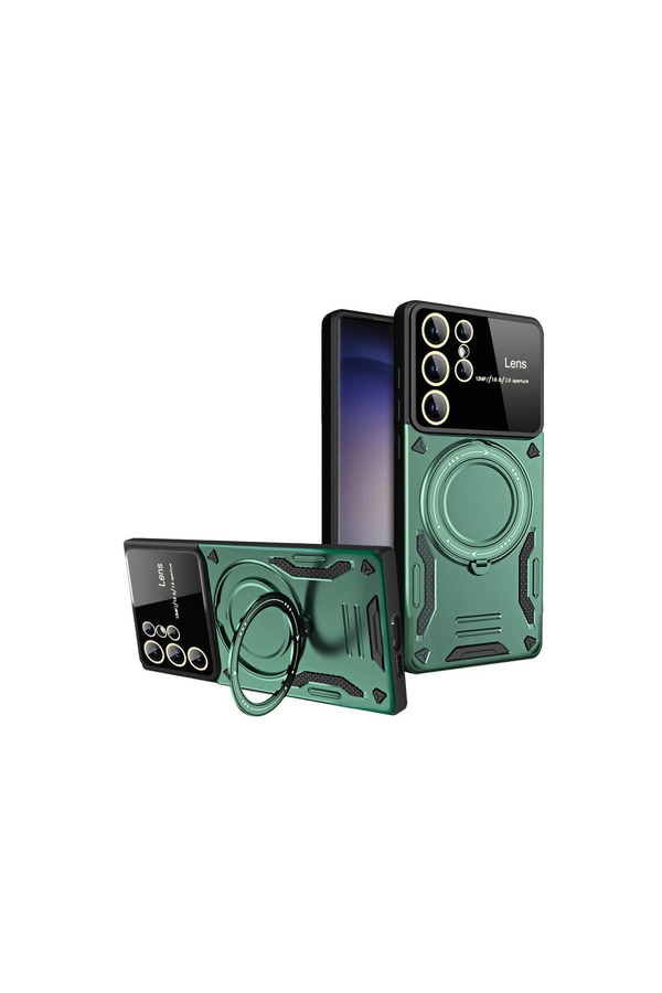 Evimdeyokyok Samsung Galaxy S24 Ultra Kılıf Joy Lens Standlı Kapak - Koyu Yeşil