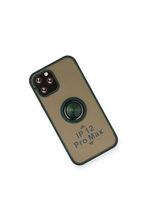 Evimdeyokyok Apple İphone 12 Pro Kılıf Montreal Yüzüklü Silikon Kapak - Yeşil