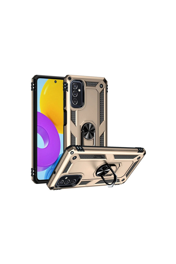 Evimdeyokyok Samsung Galaxy M52 5G Kılıf Sofya Yüzüklü Silikon Kapak - Gold