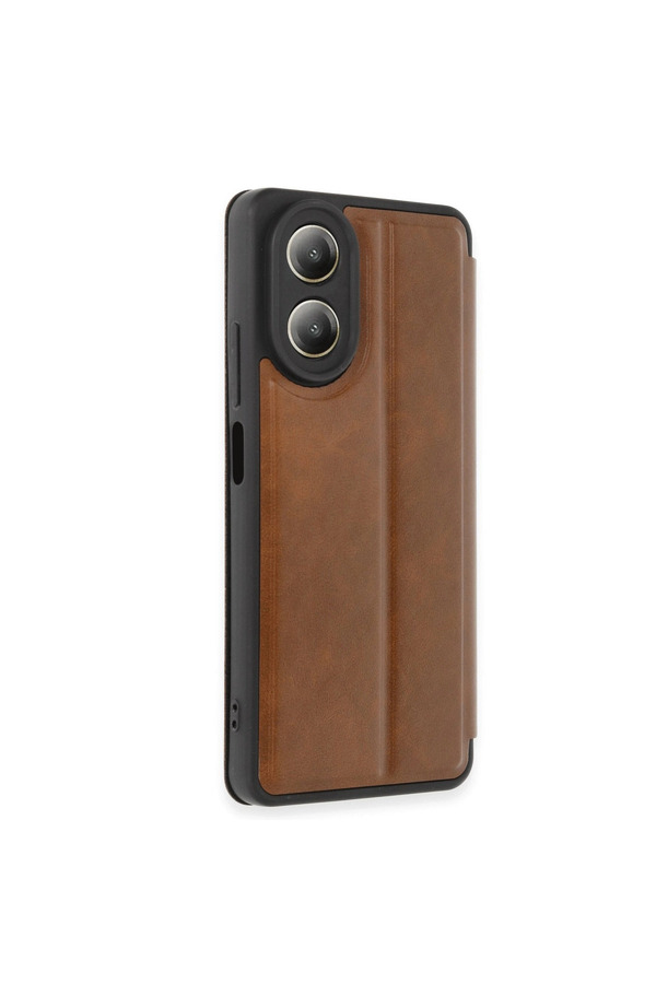 Evimdeyokyok Oppo A38 Kılıf Flip Cover - Taba