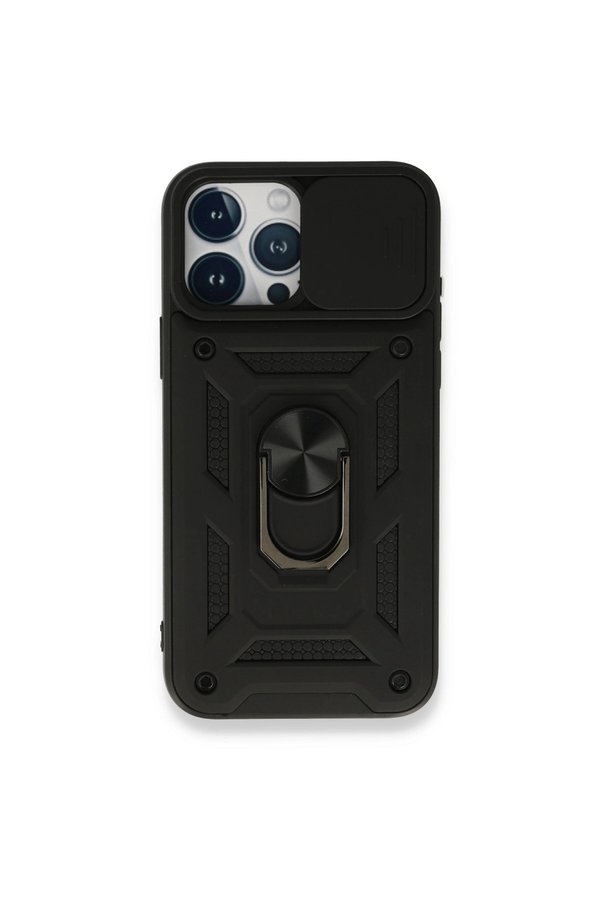 Evimdeyokyok Apple İphone 15 Pro Max Kılıf Pars Lens Yüzüklü Silikon - Siyah