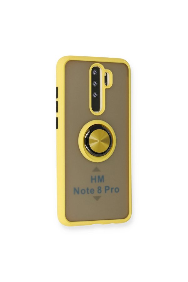 Evimdeyokyok Xiaomi Redmi Note 8 Pro Kılıf Montreal Yüzüklü Silikon Kapak - Sarı