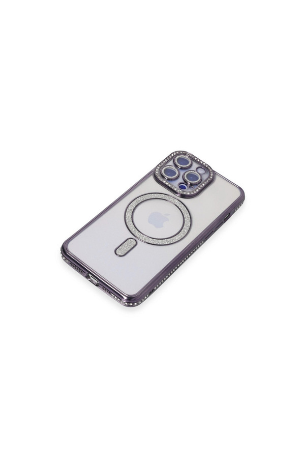 Evimdeyokyok Apple İphone 14 Pro Kılıf Joke Simli Magneticsafe Kılıf - Derin Mor