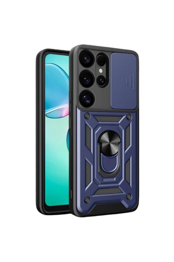 Evimdeyokyok Samsung Galaxy S25 Ultra Kılıf Pars Lens Yüzüklü Silikon - Lacivert