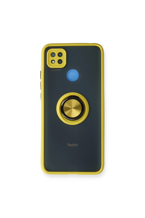 Evimdeyokyok Xiaomi Redmi 9C Kılıf Montreal Yüzüklü Silikon Kapak - Sarı