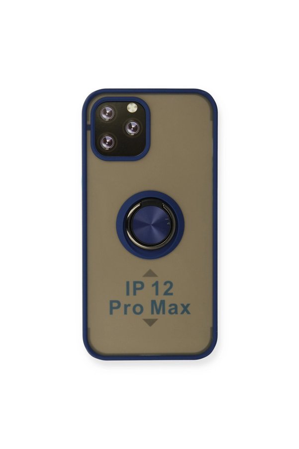 Evimdeyokyok Apple İphone 12 Pro Max Kılıf Montreal Yüzüklü Silikon Kapak - Lacivert