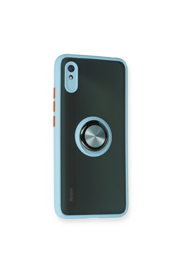 Evimdeyokyok Xiaomi Redmi 9A Kılıf Montreal Yüzüklü Silikon Kapak - Buz Mavi