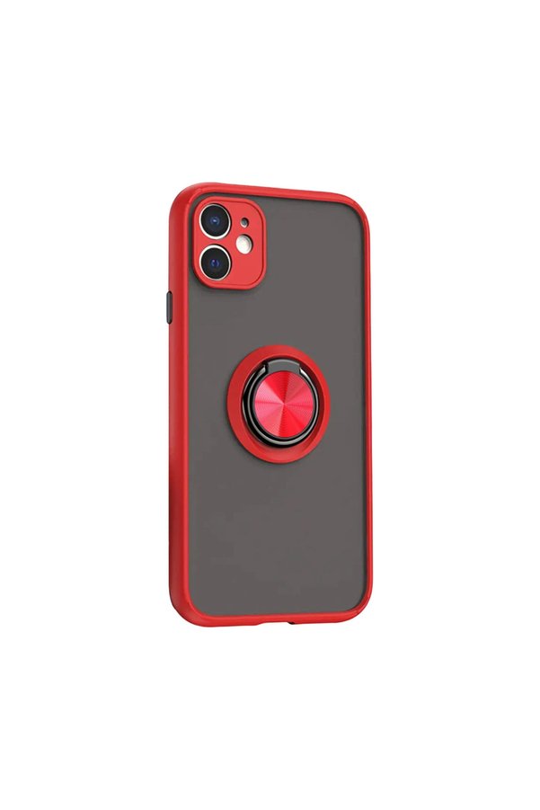 Evimdeyokyok Apple İphone 11 Kılıf Montreal Yüzüklü Silikon Kapak - Kırmızı