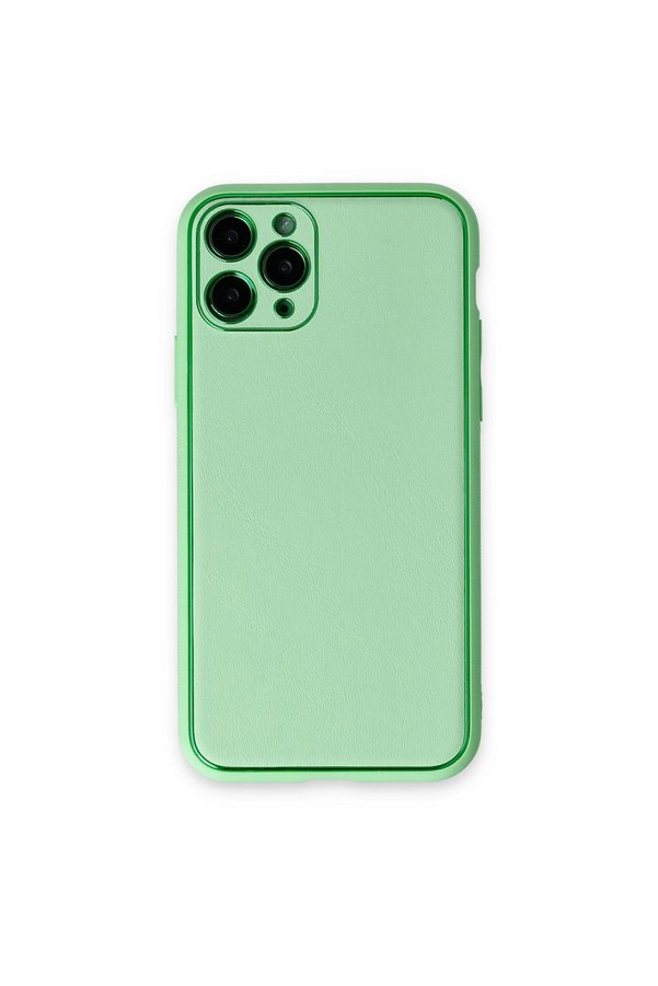 Evimdeyokyok Apple İphone 11 Pro Kılıf Coco Deri Silikon Kapak - Açık Yeşil
