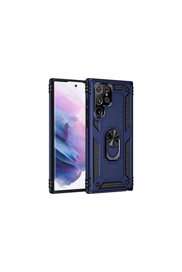 Evimdeyokyok Samsung Galaxy S21 Ultra Kılıf Sofya Yüzüklü Silikon Kapak - Lacivert