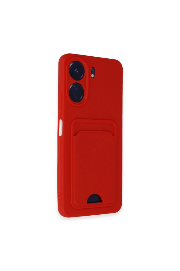 Evimdeyokyok Xiaomi Redmi 13C Kılıf Kelvin Kartvizitli Silikon - Kırmızı
