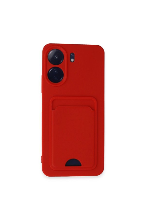 Evimdeyokyok Xiaomi Redmi 13C Kılıf Kelvin Kartvizitli Silikon - Kırmızı