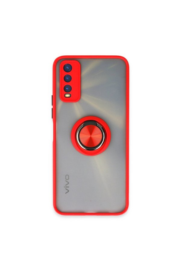 Evimdeyokyok Vivo Y11S Kılıf Montreal Yüzüklü Silikon Kapak - Kırmızı