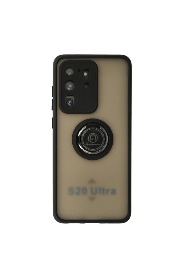 Evimdeyokyok Samsung Galaxy S20 Ultra Kılıf Montreal Yüzüklü Silikon Kapak - Siyah