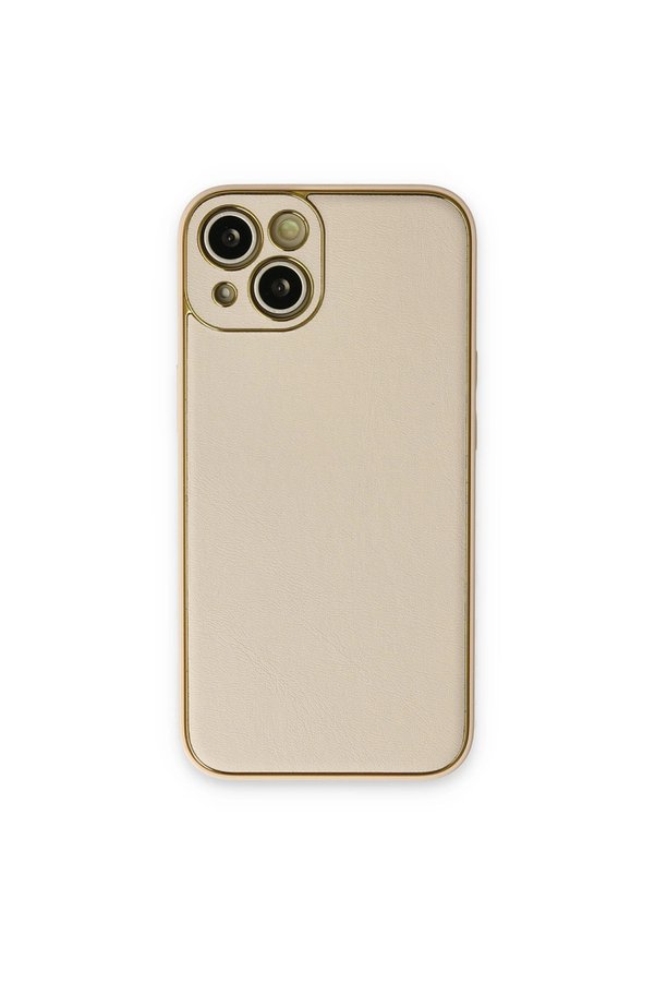 Evimdeyokyok Apple İphone 14 Plus Kılıf Coco Deri Silikon Kapak - Gold