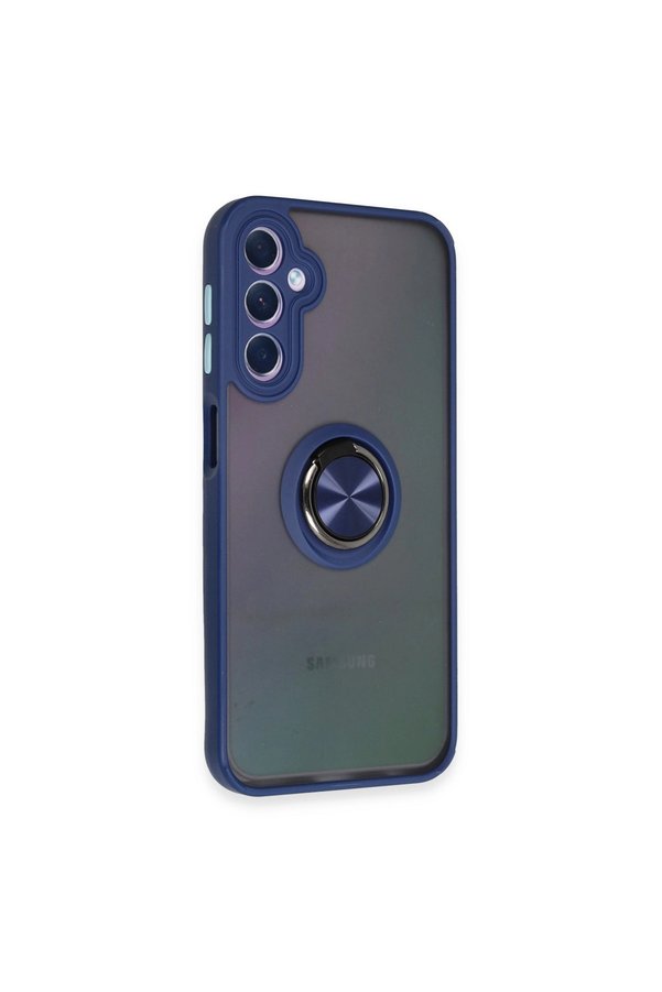 Evimdeyokyok Samsung Galaxy A24 4G Kılıf Montreal Yüzüklü Silikon Kapak - Lacivert