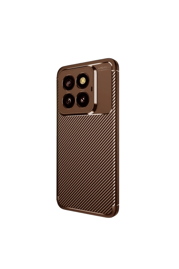 Evimdeyokyok Xiaomi Mi 14T Pro Kılıf Auto Focus Karbon Kapak - Kahverengi