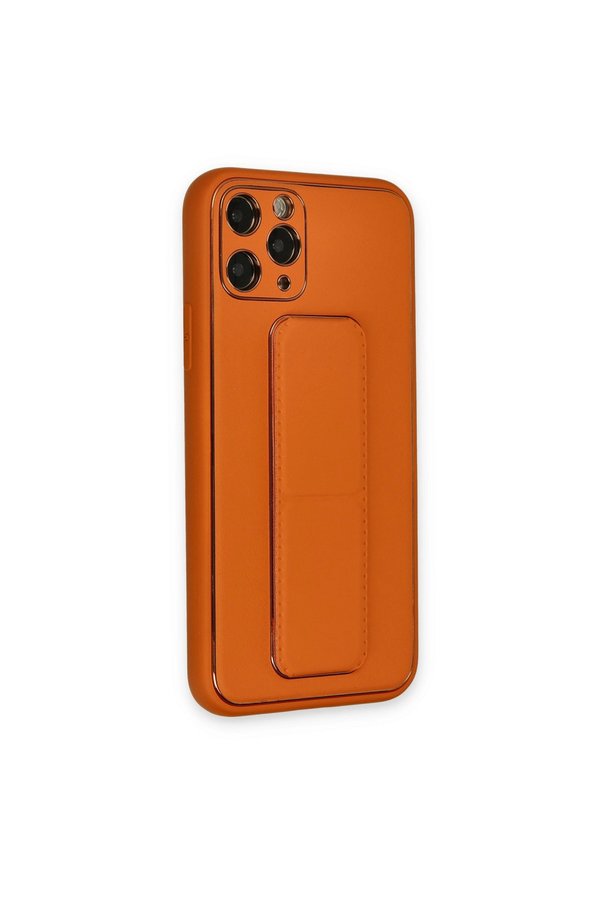 Evimdeyokyok Apple İphone 11 Pro Kılıf Coco Deri Standlı Kapak - Turuncu