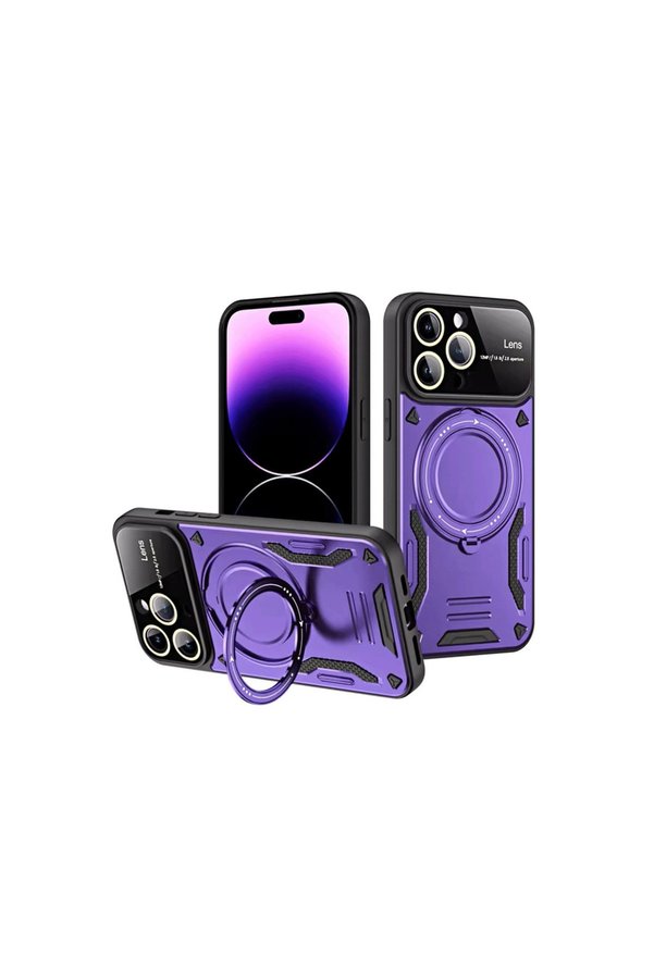Evimdeyokyok Apple İphone 16 Pro Max Kılıf Joy Lens Standlı Kapak - Mor