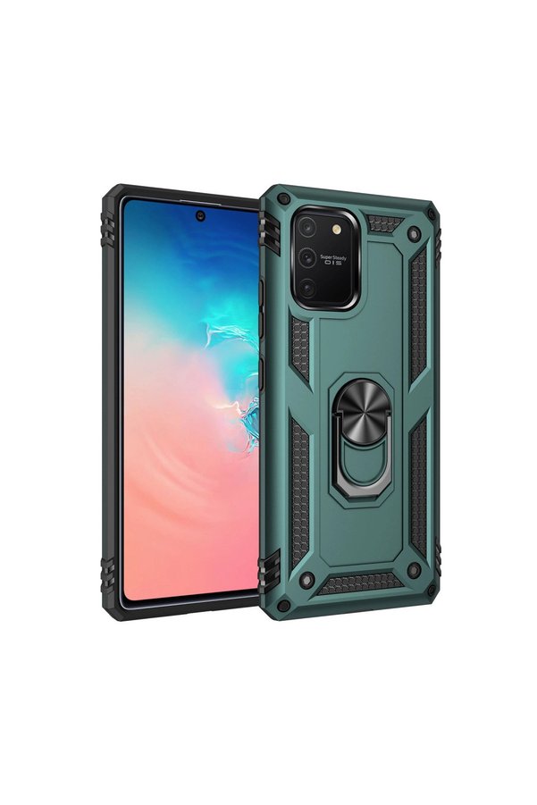 Evimdeyokyok Samsung Galaxy A91 / S10 Lite Kılıf Sofya Yüzüklü Silikon Kapak - Yeşil